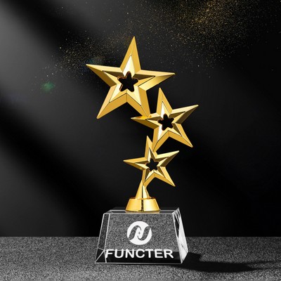 Gold Multi-Star Zinc Alloy & Crystal Trophy