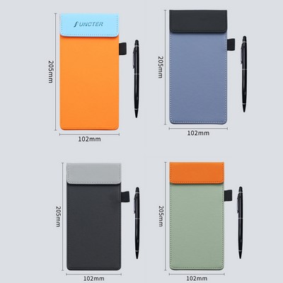 Two-tone A6 Magnetic PU Leather Clipboard W/Pen Holder And Pen
