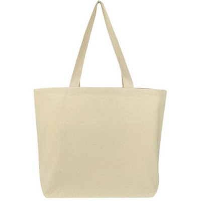 Blank Essential 10 oz Canvas Tote Bag | Reusable Gusseted Daily Grocery Natural (19x14x5)