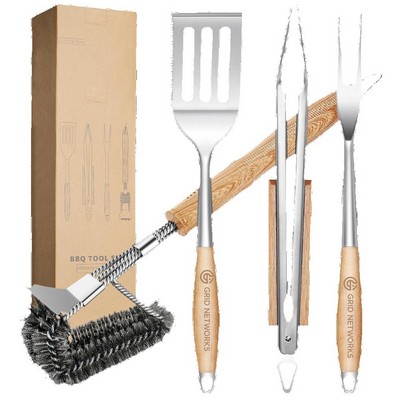 4-Piece Heavy-Duty BBQ Tools Set