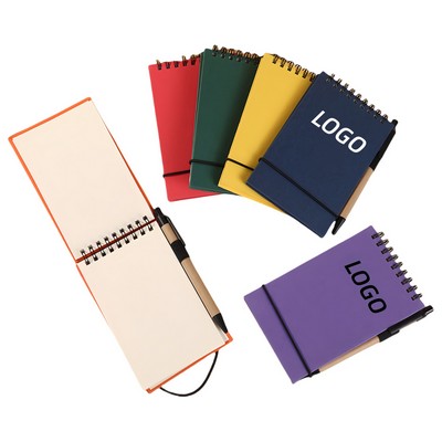 Mini Portable Flip-Up Pocket Notebook With Pen