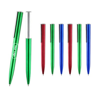 Sleek Metallic Plastic Ballpoint Pen