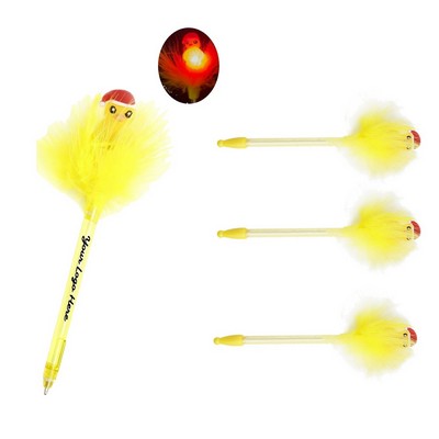 LED Light-Up Fluffy Pen with Cartoon Top