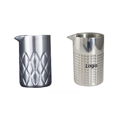 Stainless Steel Double Wall Cocktail Shaker Cup with Built-In Stirring Rod