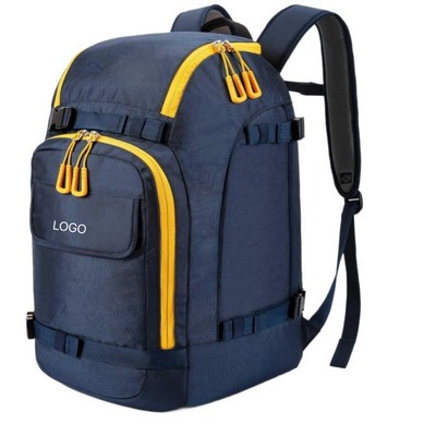 50L Double-Shoulder Ski Boot Bag Waterproof Nylon Backpack for Boots Helmet Goggles Skis Snowboard