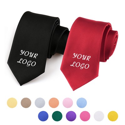 Men's Business Solid Twill Polyester Silk Tie