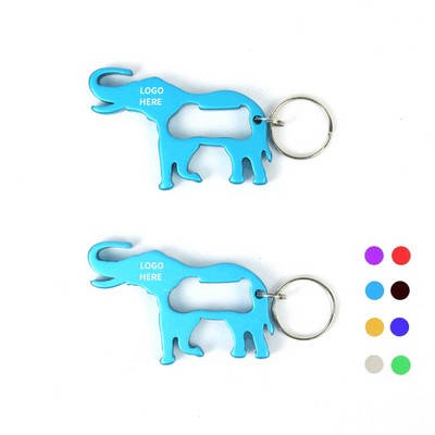 Elephant-Themed Aluminum Bottle Opener Keyring