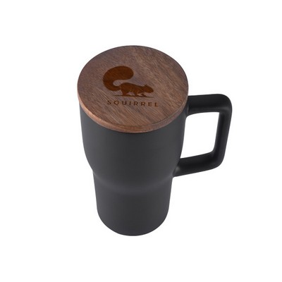 18oz Ceramic Mug With Wood Lid