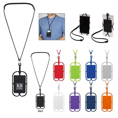 Silicone Phone Card Holder With Lanyard