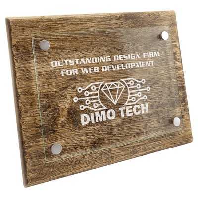 Barnwood Floating Glass Plaque