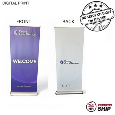 24Hr Express Ship- Deluxe Wide Base Retractable Pull Up Banner Double sided, 33.5x79S