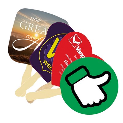 Custom Printed Paper Fan With Wooden Handle