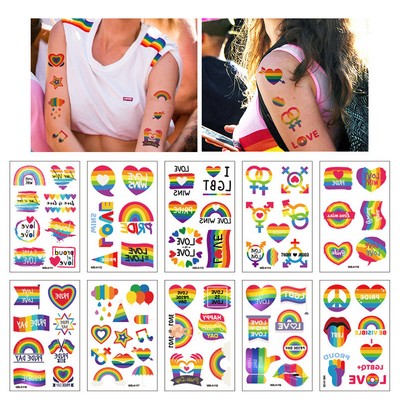 Pride Rainbow Temporary Tattoo Sheet
