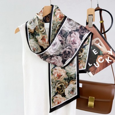 Custom 5.9" x 59" 100% Silk Long Neck Scarf Silk Purse Scarf