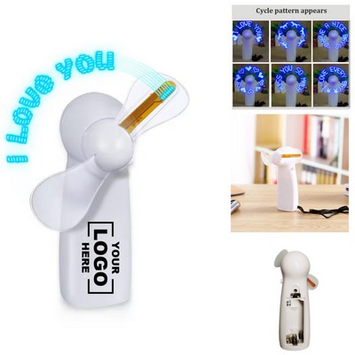Flashing LED Mini Glowing Word Fans Advertising Promotion Gift Handheld USB Fan