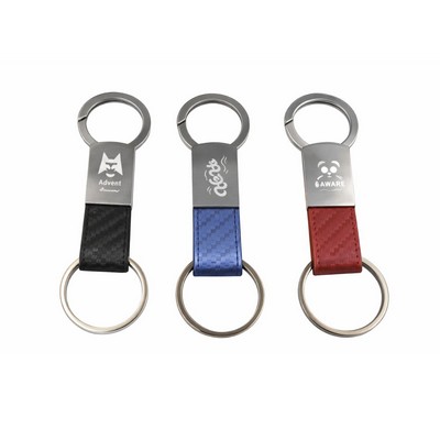 Gunmetal Faux Fiber Lether Clip-On Key Chain