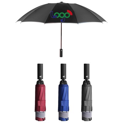 Reverse Automatic Open Umbrella With Reflective Stripe