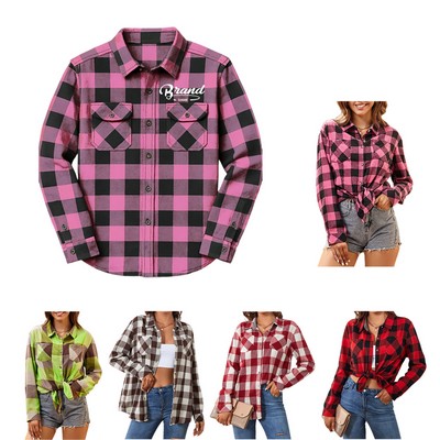 Flannel Plaid Shirt Button Down Long Sleeved Shirts