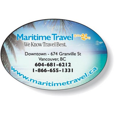 Stock Oval (2"x3") Magnet .020, High Res. Full Color, White Vinyl Topcoat