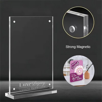 Magnetic T-Shape Clear Acrylic Sign Holder