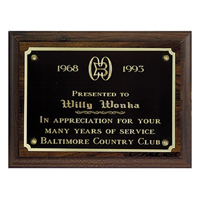 Solid Walnut Roman Cove Plaque w/ Full Size Engraving Plate (4"x6")