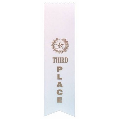 THIRD PLACE Ribbon - Pinked Top - White - 2" x 8" long