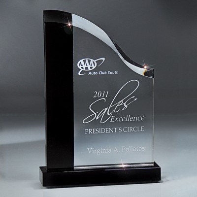 The Noir Glass Wave on Black Glass Base