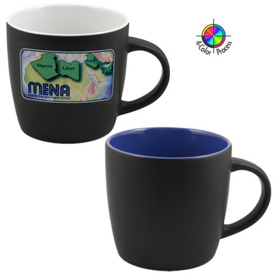 12 Oz. Two-Tone Black/Royal Blue Euro Cafe Mug - 4 Color Process