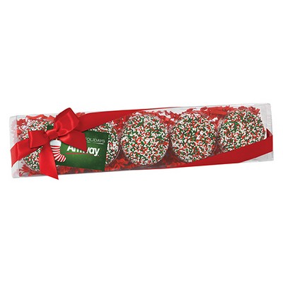 Elegant Milk Chocolate Covered Oreo® Cookie Gift Box with Holiday Sprinkles (5 pieces)