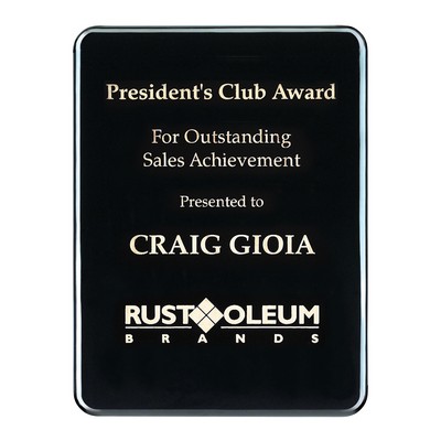 Plaque - Round Corner Piano Wood Plaque - Jet Black (9"x12")