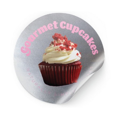 3.5" dia. Kwik-Ship Chrome Polyester Digital Print Circle Decal