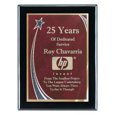 Plaque - 9"x12" Wall Plaque w/ Red Rising Star Achievement Plate (7"x10")