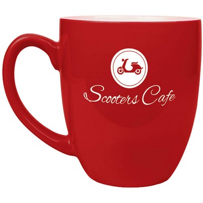Red Bistro Ceramic Mug, Engraved, 16 oz