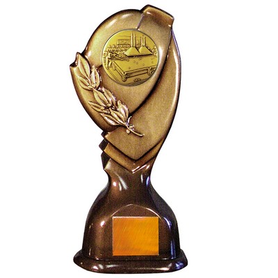 Stock Classic 10" Trophy with 2" Billiard Table Coin and Engraving Plate