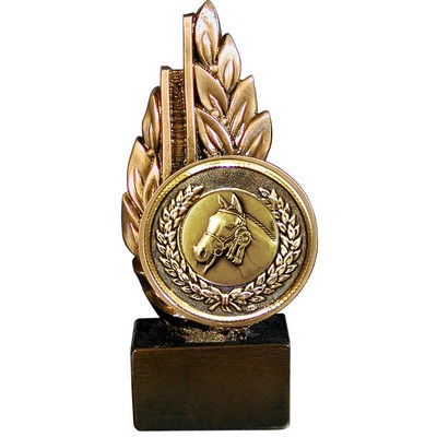 Stock Laurel 9" Trophy with 2" Horse Coin and engraving plate