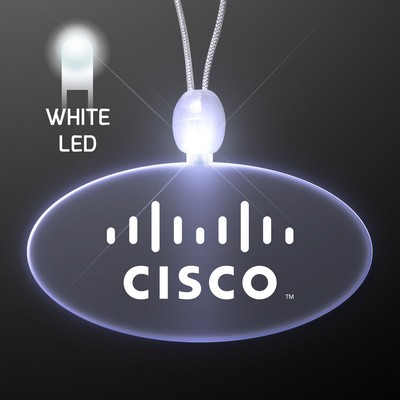 Light Up Acrylic Oval Necklaces with White LED - PRINTED
