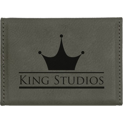 Leatherette Gray Card Case (3.75" x 2.75")