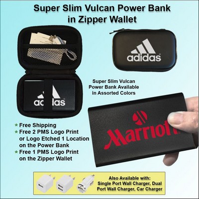 3000mAh Super Slim Vulcan Power Bank w/Zipper Wallet Gift Set - Black No Extra Tariff