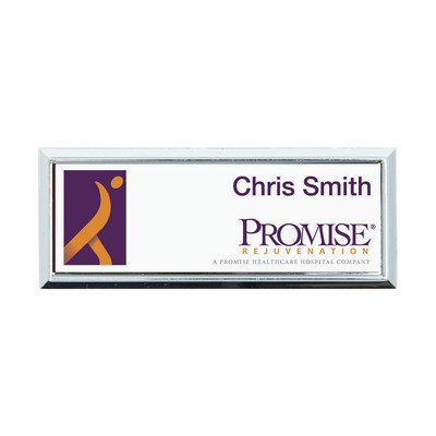 Plastic Framed Badges Square Corners (1"X3") (Full Color)