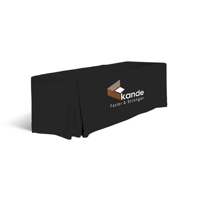 8' Pleated Stain-Resistant Table Cover - 7oz Polyester w Dye Sublimation Print