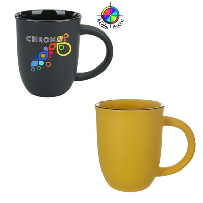 14 Oz. Satin Matte Yellow Salem Mug with Black Halo - Dishwasher Safe - Full Color