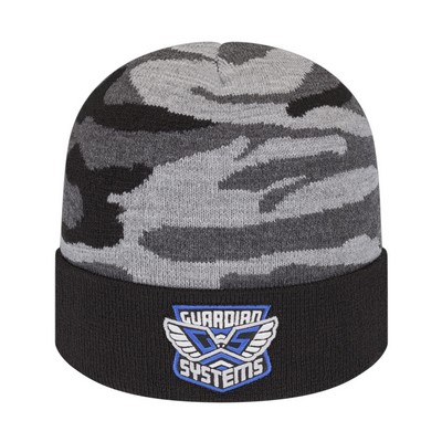 Urban Camouflage Knit Cap with Solid Color Cuff