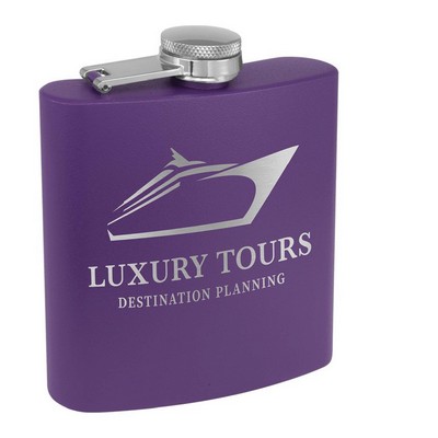 6 Oz. Matte Purple Powder Coated Stainless Steel Flask