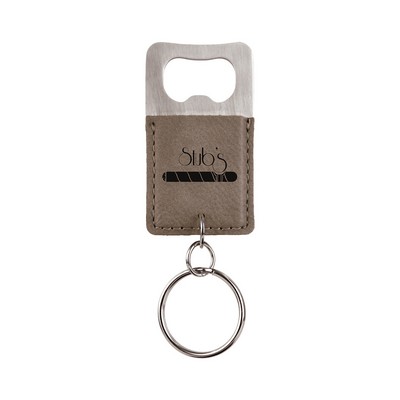 Leatherette Bottle Opener Keychain (Gray)
