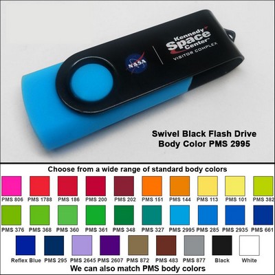 Swivel Black Flash Drive - 32 GB Memory - Body PMS 2995