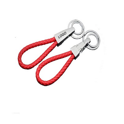Braided Leather Keychain - Multi-Color