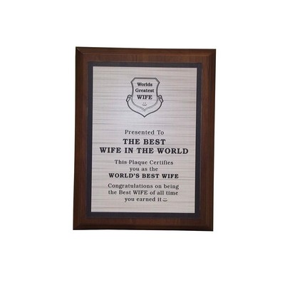 The Best Wife In The World Plaque- (Silver)