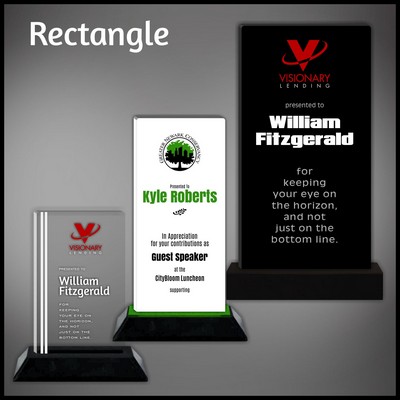 10" Rectangle Clear Budget Acrylic Award on a Black Base