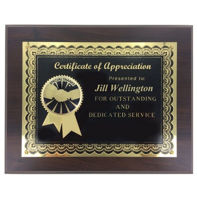 Special Thanks Appreciation Plaque w/Etched Enamel Medallion (8" x 10")