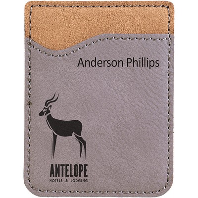 Gray Leatherette Phone Wallet, Laserable, 2-3/8"x3-1/8"H